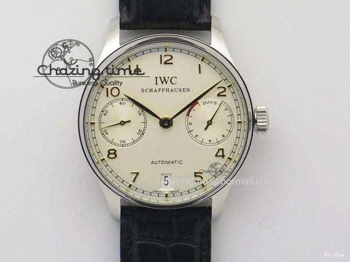 MIROTIME 0511 Sustainable Portuguese IW5444 SS White Dial RG Numbers On Brown Leather Strap A 7256